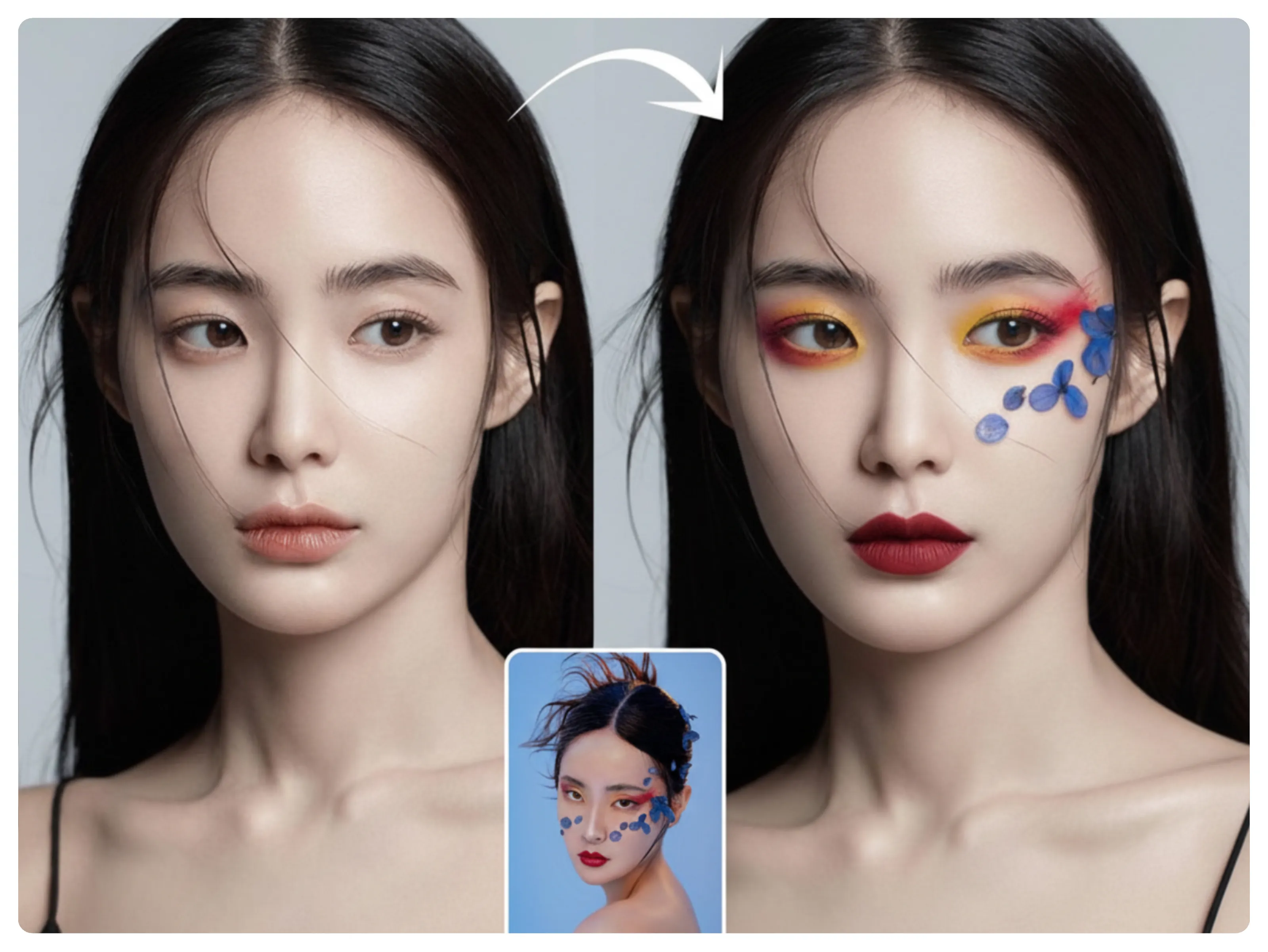 Creatively and seamlessly blend the key elements, styles, and compositions of both images into a single, visually balanced artwork — ensuring natural integration of lighting, context, and overall harmony.